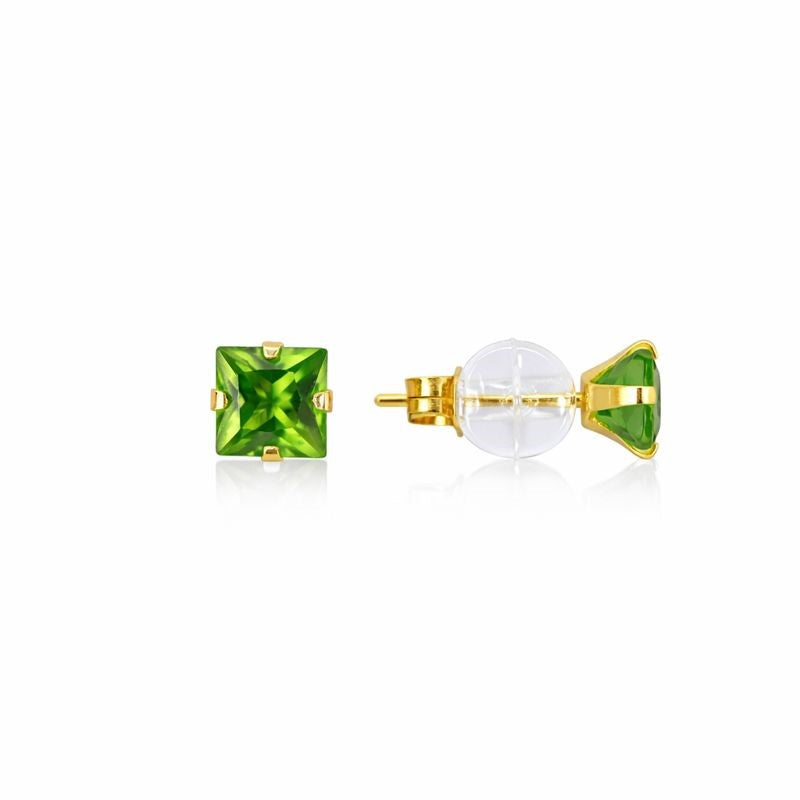 10K Yellow Gold Peridot Stud Earrings