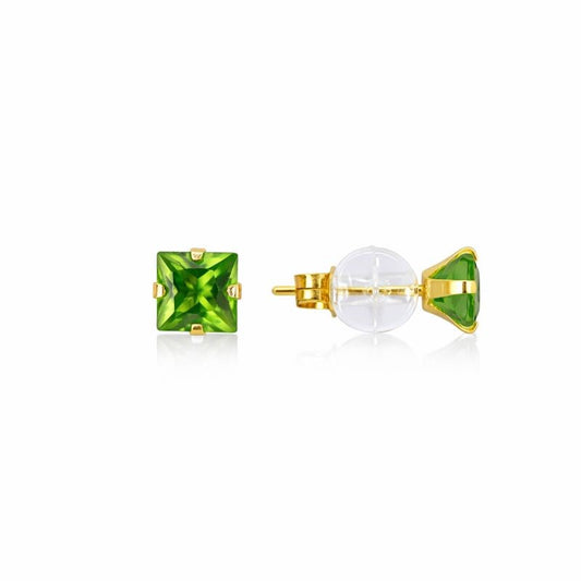 10K Yellow Gold Peridot Stud Earrings