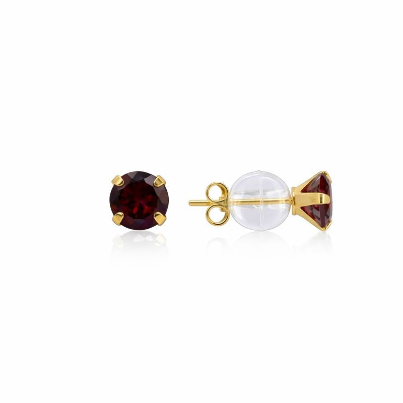 10K Yellow Gold Garnet Stud Earrings