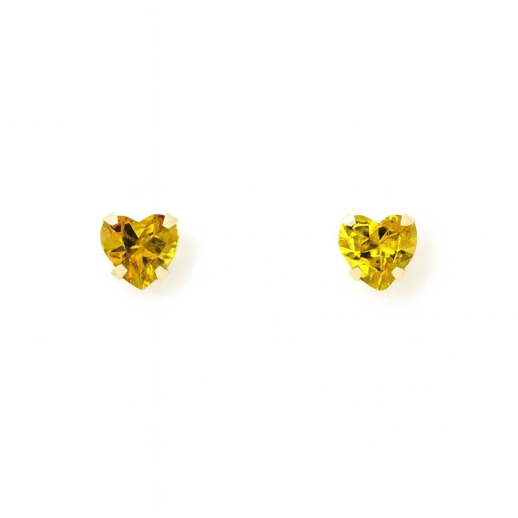 10K Yellow Gold Heart-Shaped Citrine Stud Earrings