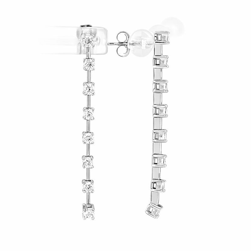 14K White Gold CZ Dangle Stud Earrings