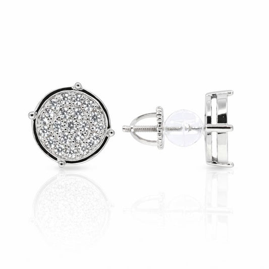 Sterling Silver Clear CZ Circle Stud Earrings