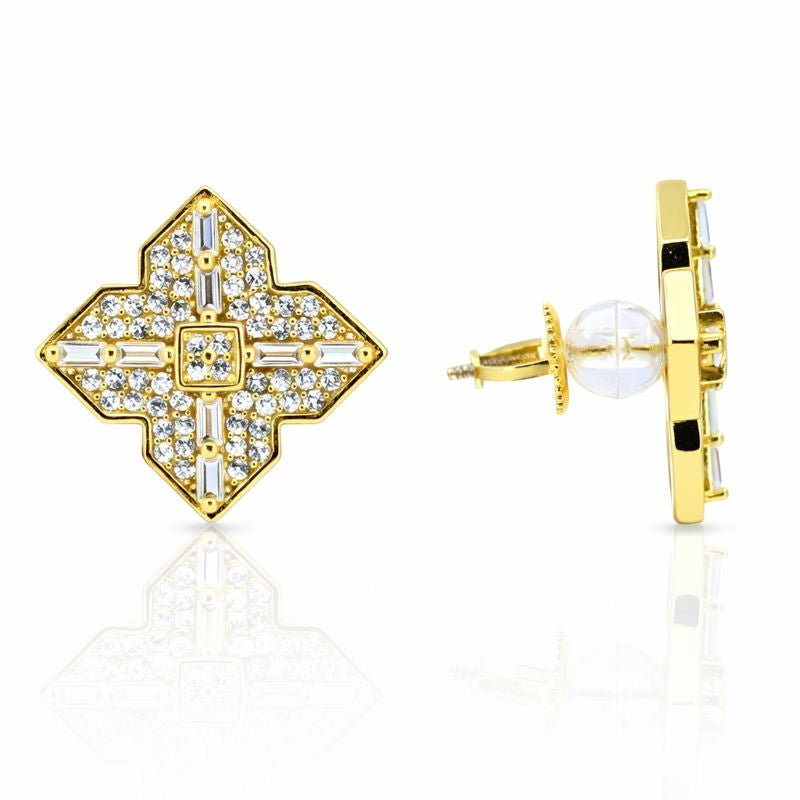 Gold Plated CZ "X" Stud Earrings