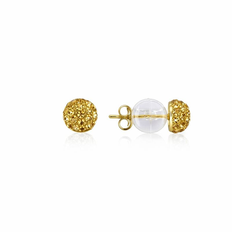 10K Yellow Gold Orange Druzy Crystal Stud Earrings