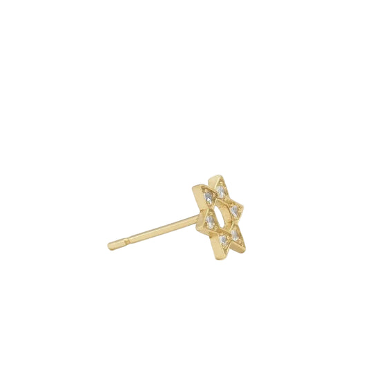 14K Yellow Gold CZ Star of David Stud Earrings