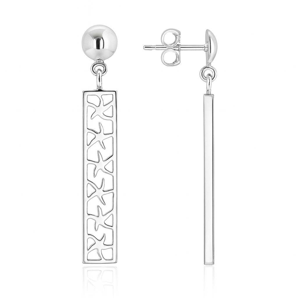Sterling Silver Starfish Dangle Bar Stud Earrings