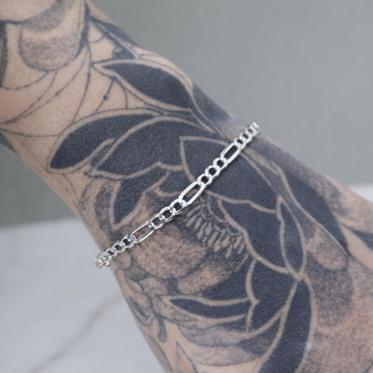 Sterling Silver 7" 3.1mm Figaro Link Bracelet
