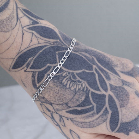 Sterling Silver 7" Diamond-Cut Figaro Link Bracelet