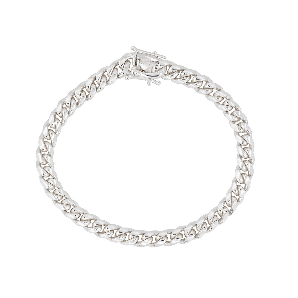 Rhodium Plated 7mm Cuban Link 7.25" Bracelet