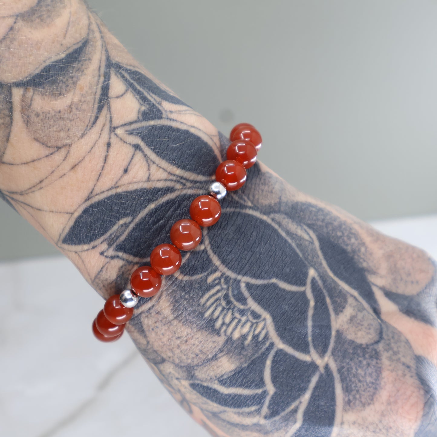 Sterling Silver Genuine Carnelian Adjustable Bolo Bracelet