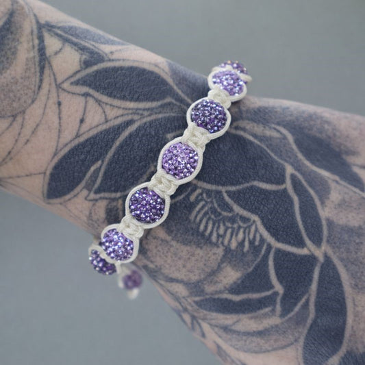 Purple & Light Purple Swarovski® Crystal Macramé Adjustable Bracelet