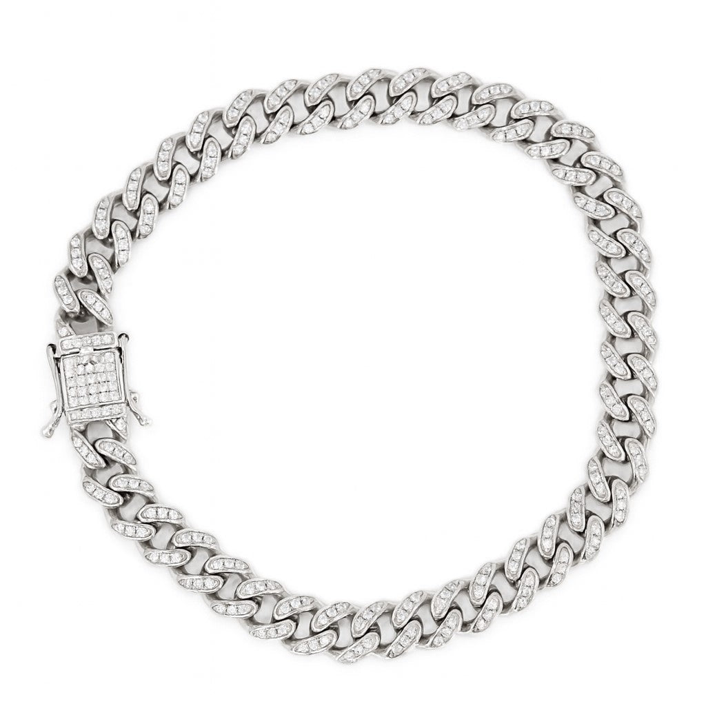 Sterling Silver 8.2mm CZ Cuban Link 9" Bracelet