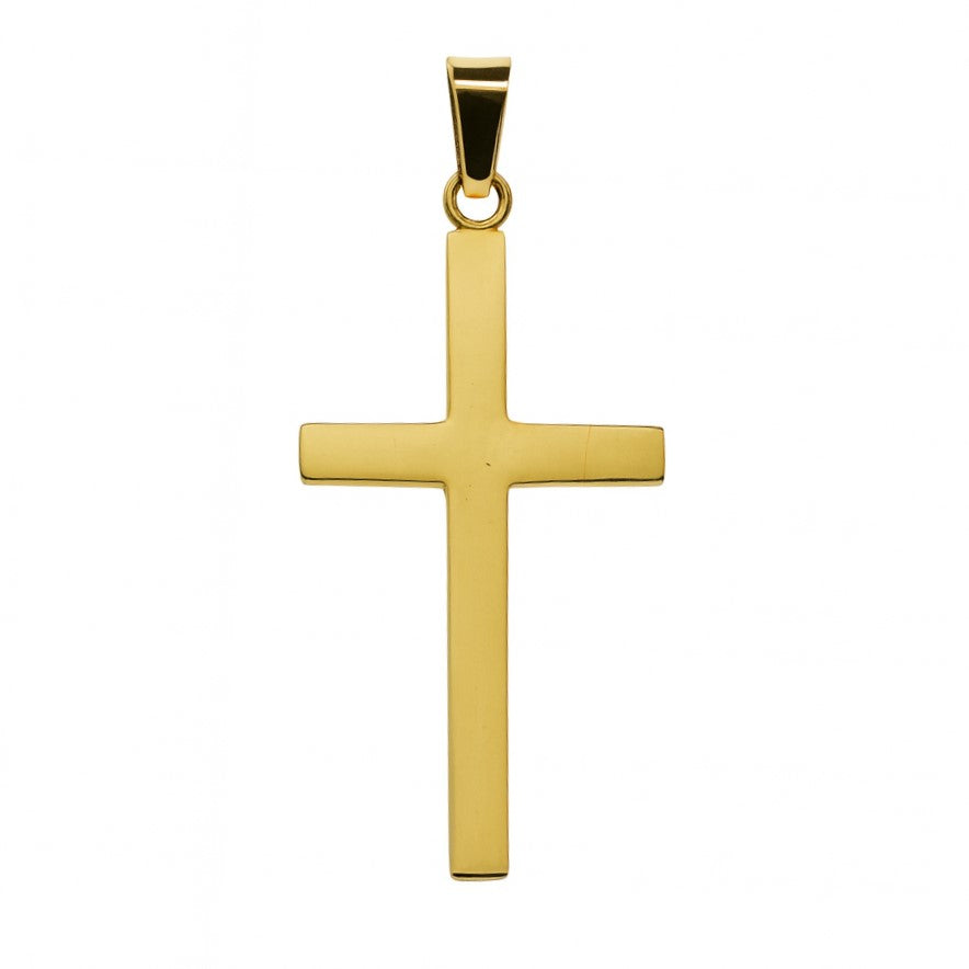 Gold Plated Square Tube Cross Pendant