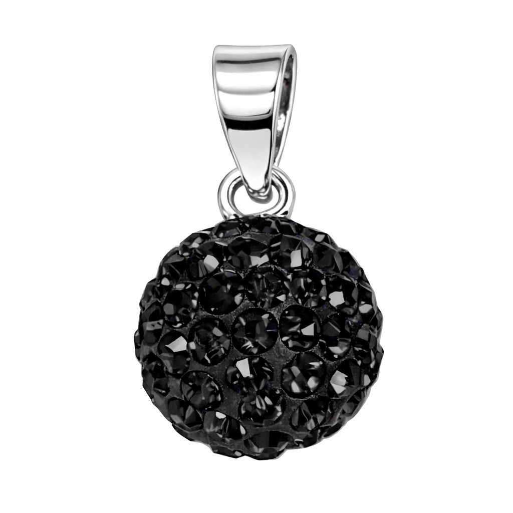 Sterling Silver Black CZ 10mm Ball Pendant
