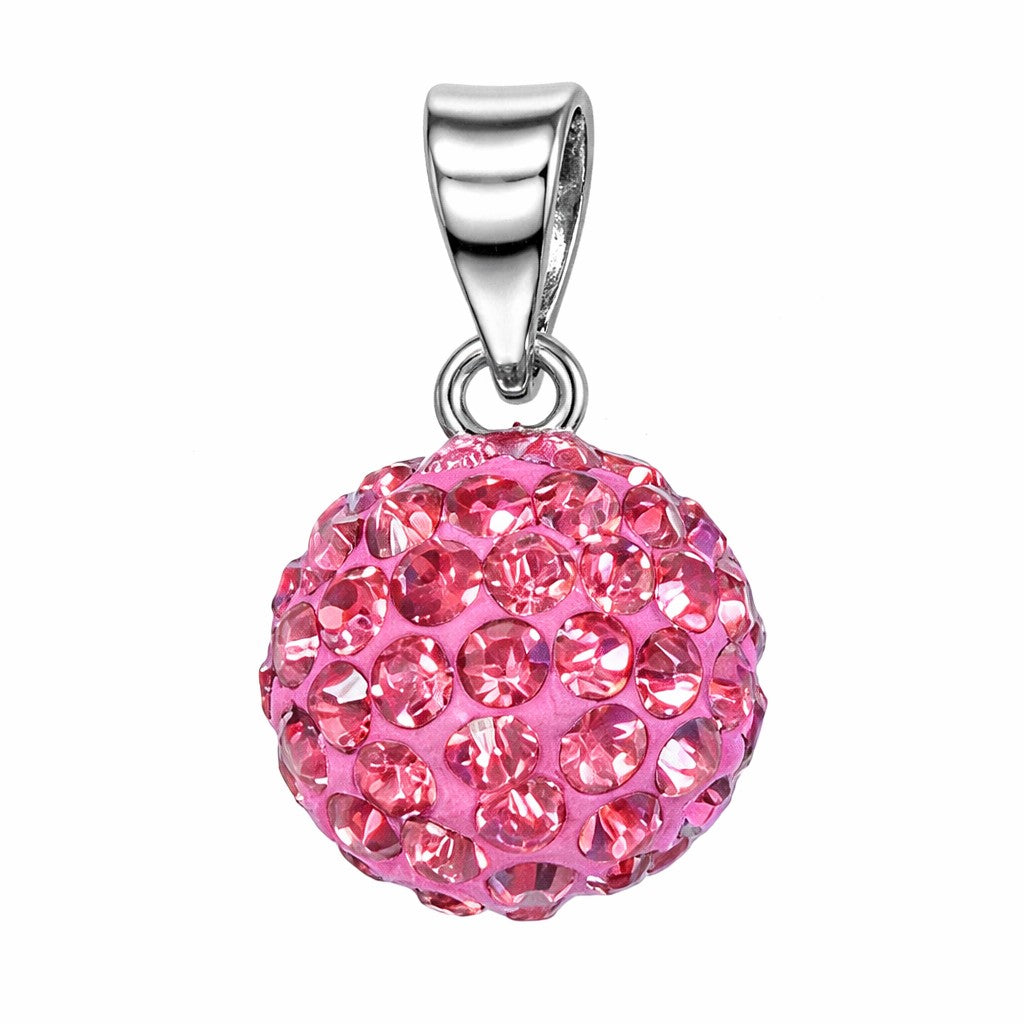 Sterling Silver Pink CZ 10mm Ball Pendant