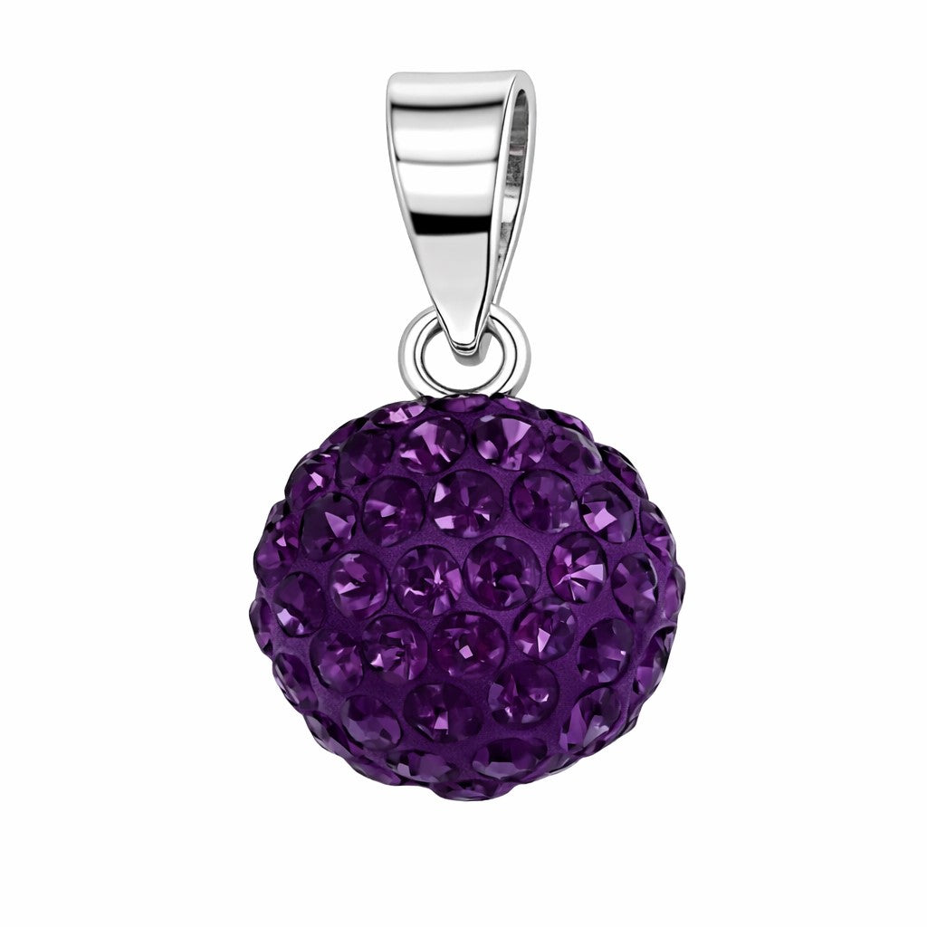 Sterling Silver Purple CZ 10mm Ball Pendant