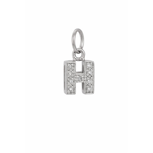 Sterling Silver CZ Block Letter Pendant