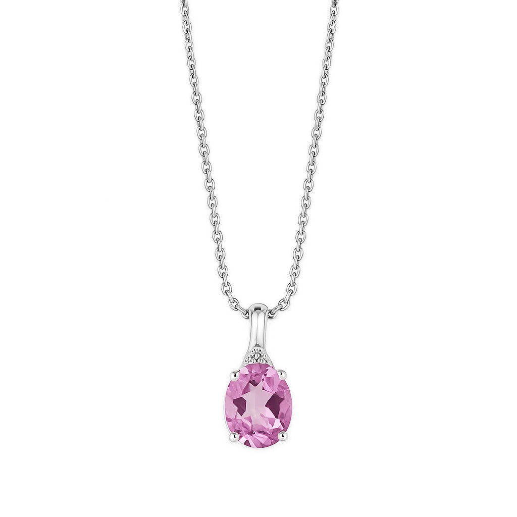 Sterling Silver Pink CZ Pendant Necklace