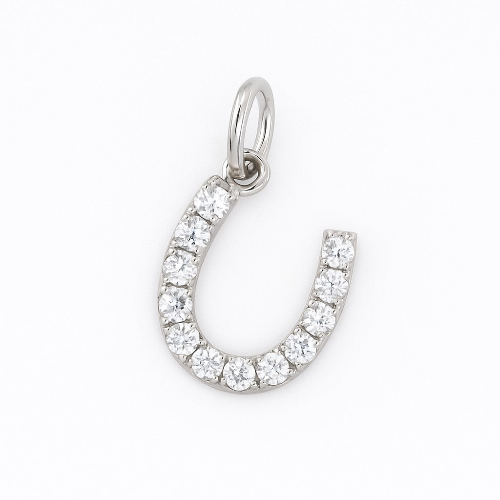 Sterling Silver CZ Horseshoe Pendant