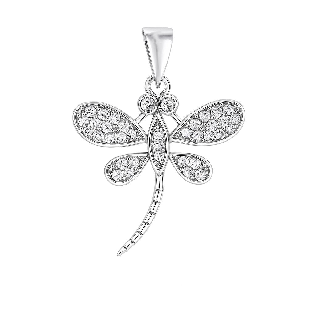 Sterling Silver CZ Dragonfly Pendant