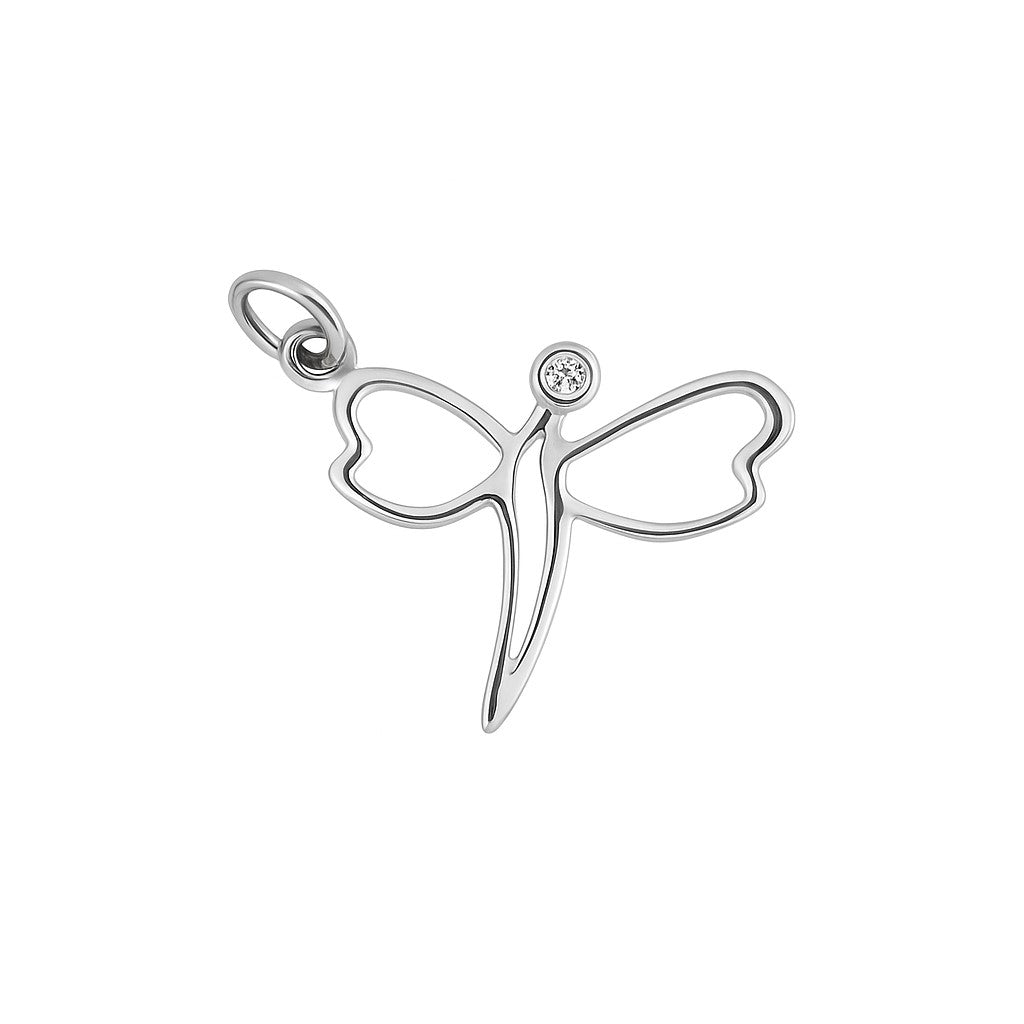Sterling Silver High Polish CZ Dragonfly Pendant