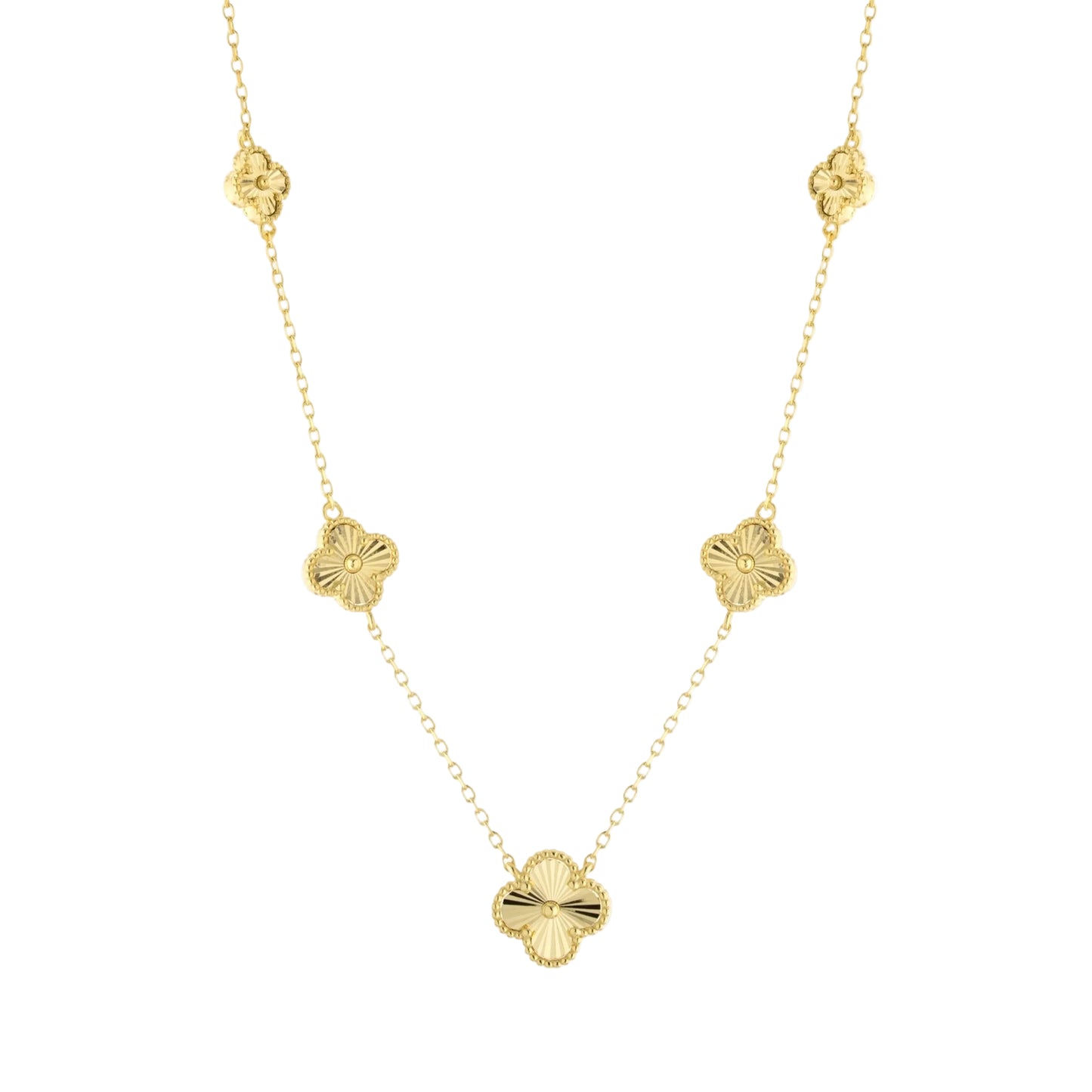 14K Gold-Plated Sterling Silver Faceted Clover Necklace
