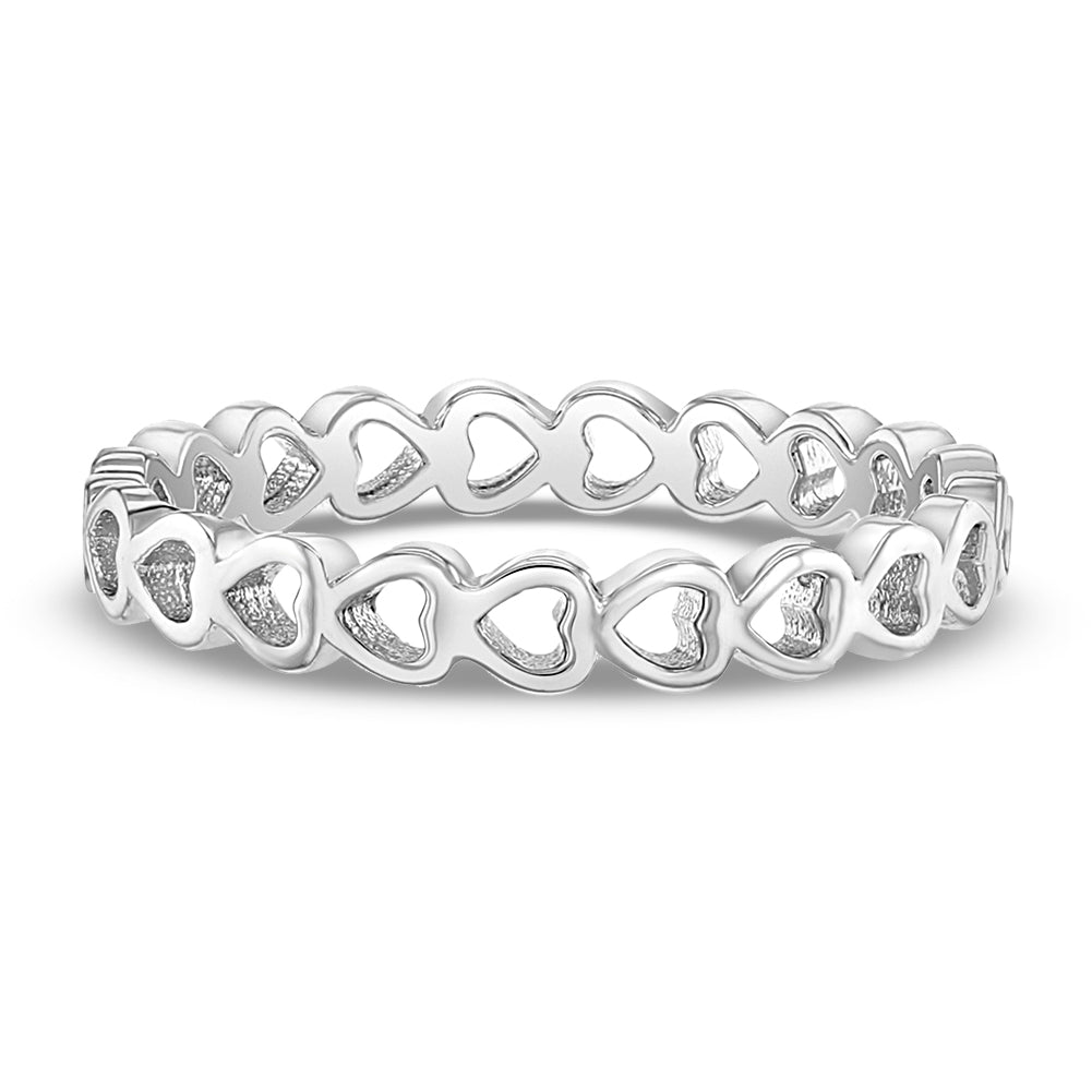 Sterling Silver Heart Cutout Band Children's Ring