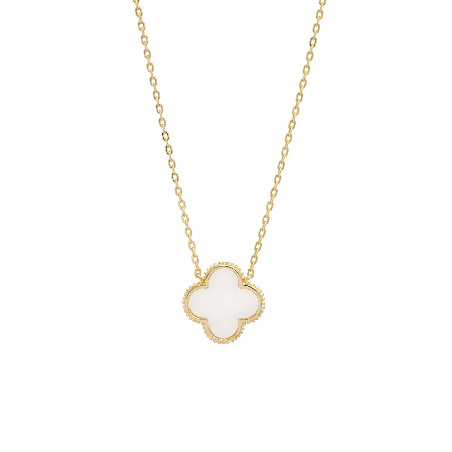 14K Gold-Plated Sterling Silver Mother of Pearl Beaded Clover Necklace