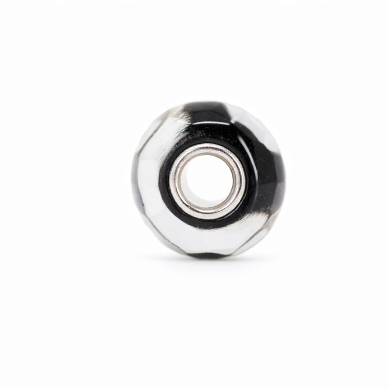 Sterling Silver Black & White Spotted Murano Glass Bead Charm