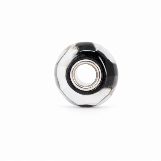 Sterling Silver Black & White Spotted Murano Glass Bead Charm