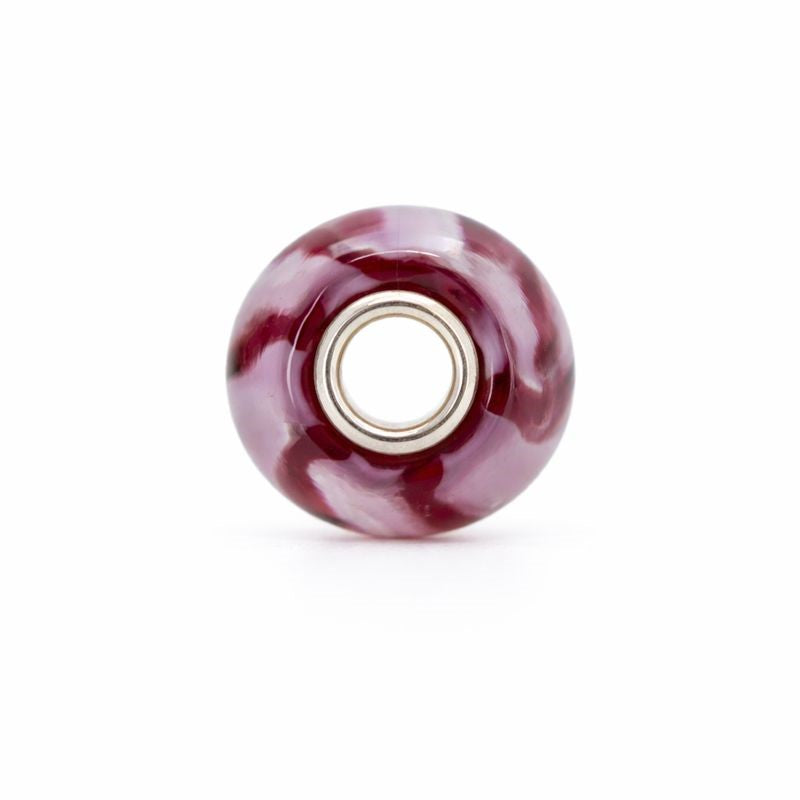 Sterling Silver Light Purple & White Swirl Murano Glass Bead Charm