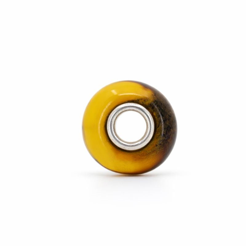 Sterling Silver Black & Gold Foil Murano Glass Bead Charm