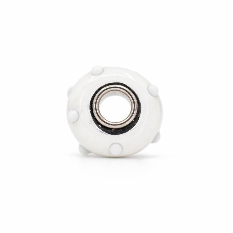 Sterling Silver Black & White Budded Murano Glass Charm