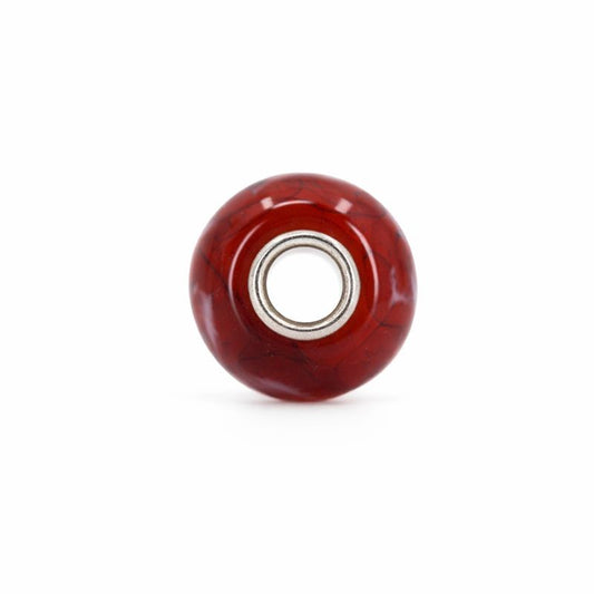 Sterling Silver Red & White Heart Swirl Murano Glass Bead Charm