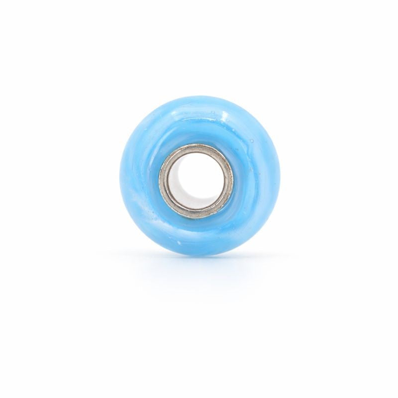 Sterling Silver Light Blue & White Swirl Murano Glass Bead Charm