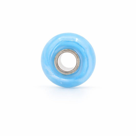 Sterling Silver Light Blue & White Swirl Murano Glass Bead Charm