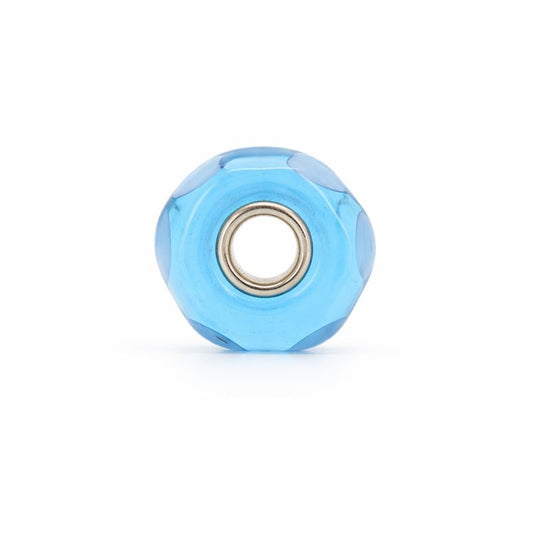 Sterling Silver Turquoise & White Heart Swirl Murano Glass Bead Charm