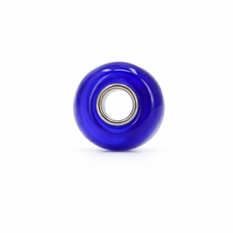 Sterling Silver Blue & White Heart Swirl Murano Glass Bead Charm