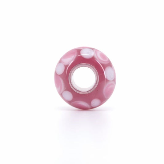 Sterling Silver Pink & White Spotted Murano Glass Bead Charm