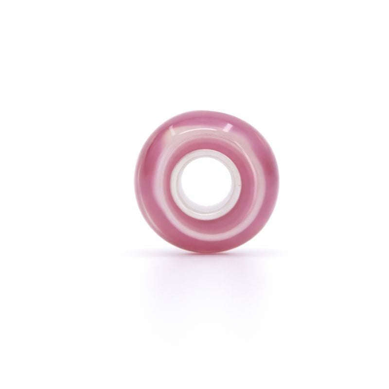 Sterling Silver Pink & White Swirl Murano Glass Bead Charm