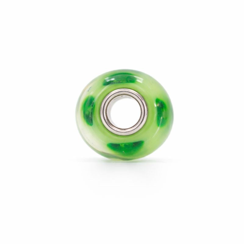 Sterling Silver Green & Light Green Spotted Murano Glass Bead Charm