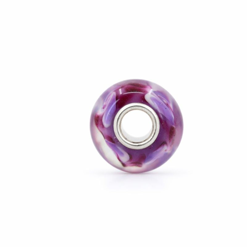 Sterling Silver Purple, White, & Purple Swirl Murano Glass Charm