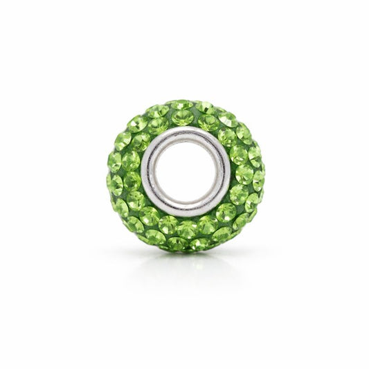 Sterling Silver Green Swarovski Crystal Bead Charm