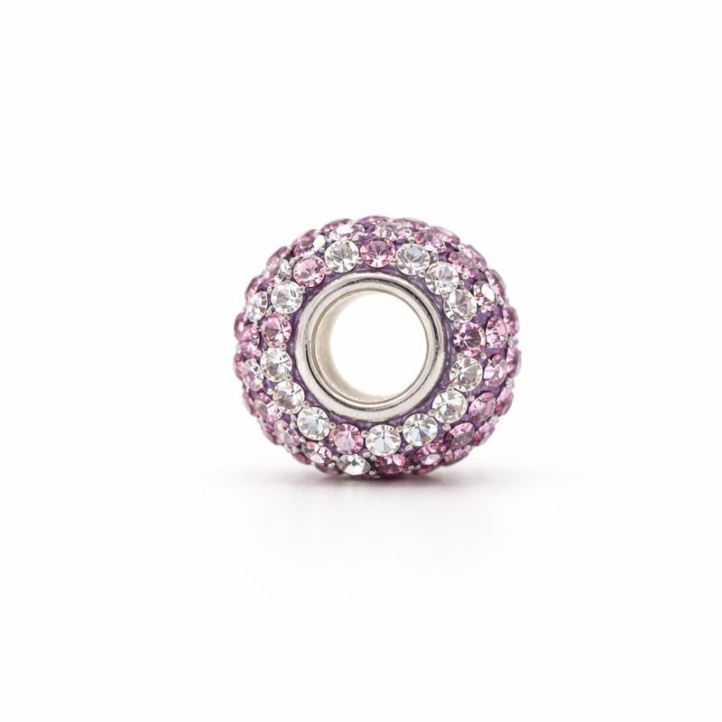 Sterling Silver Purple & White Swarovski Crystal Bead Charm