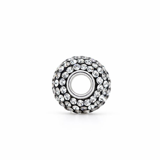 Sterling Silver Black & White Swarovski Crystal Bead Charm