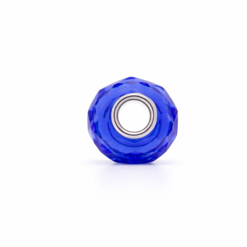 Sterling Silver Blue Checkered CZ Bead Charm