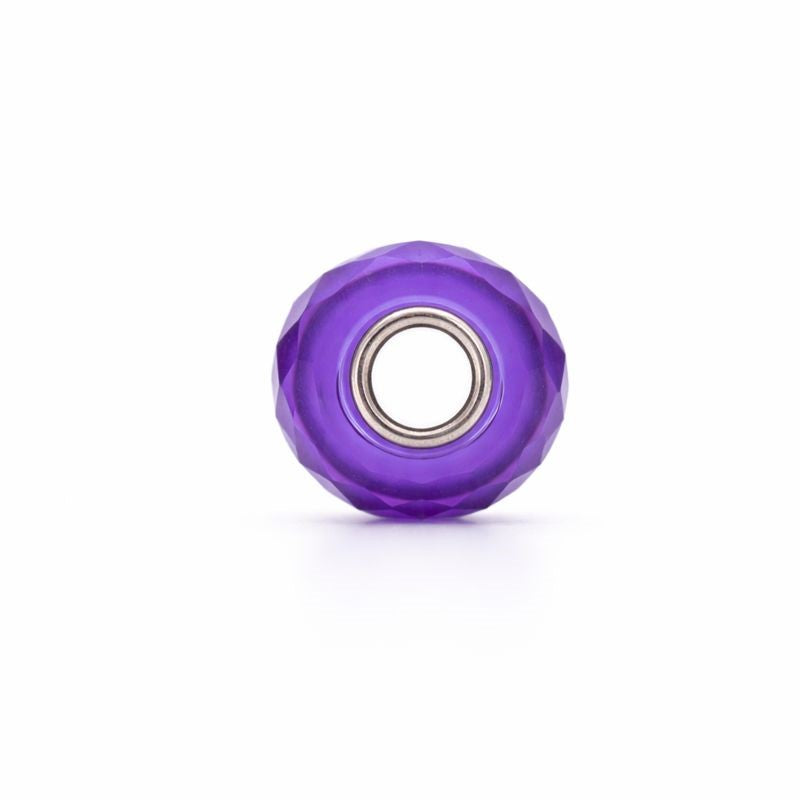 Sterling Silver Purple Checkered CZ Bead Charm