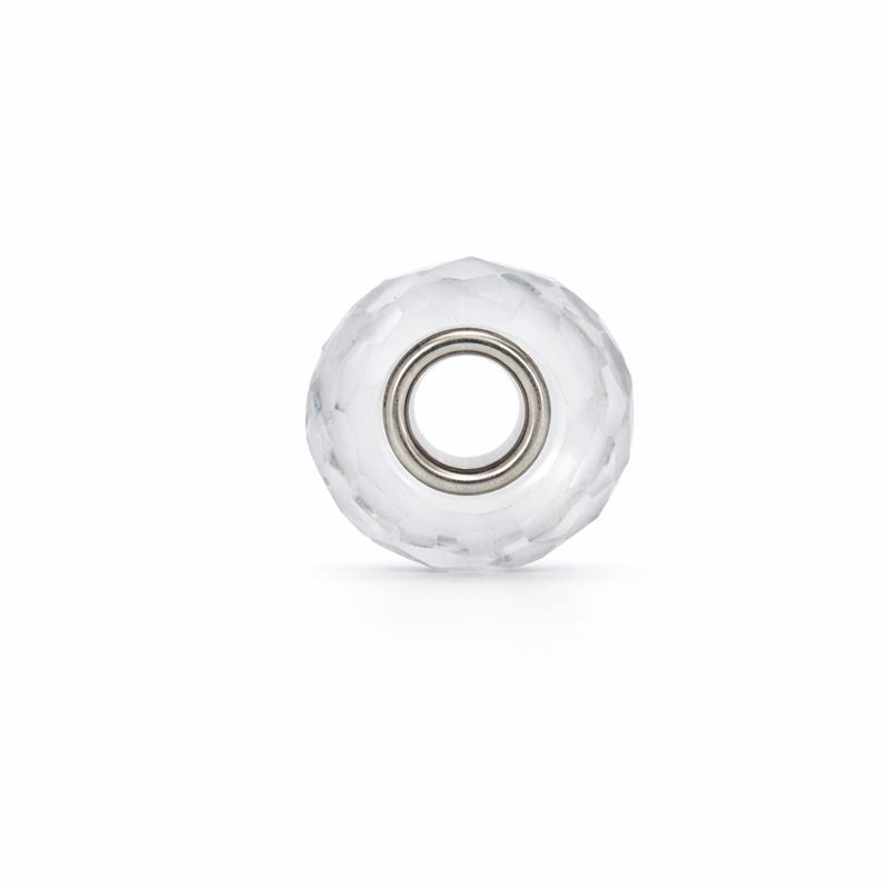 Sterling Silver White Checkered CZ Bead Charm