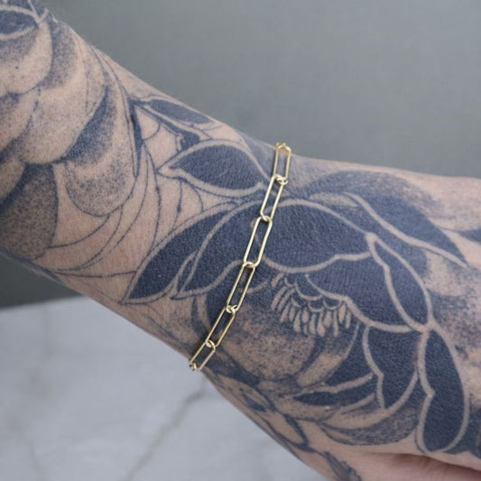 14K Yellow Gold Plated Paperclip Bracelet