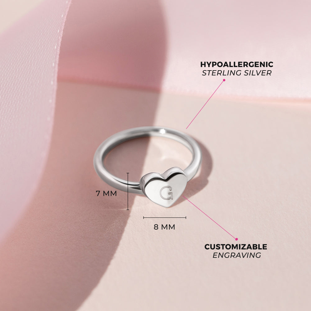 Sterling Silver Engravable Heart Children's Ring